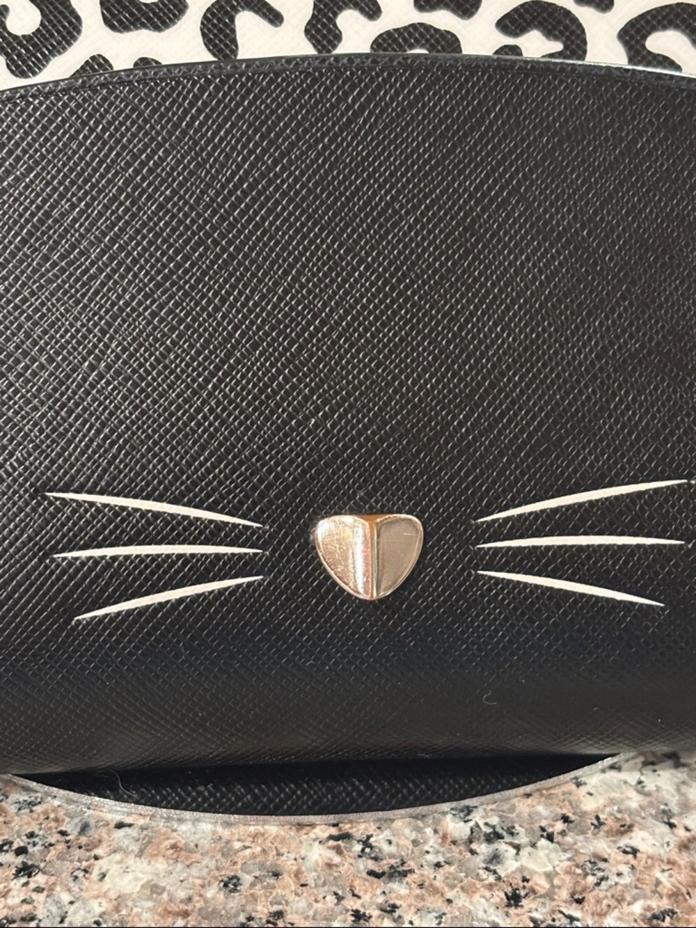 kate spade Black Cat Zip Wallet with Leopard Trim - Picture 2 of 16